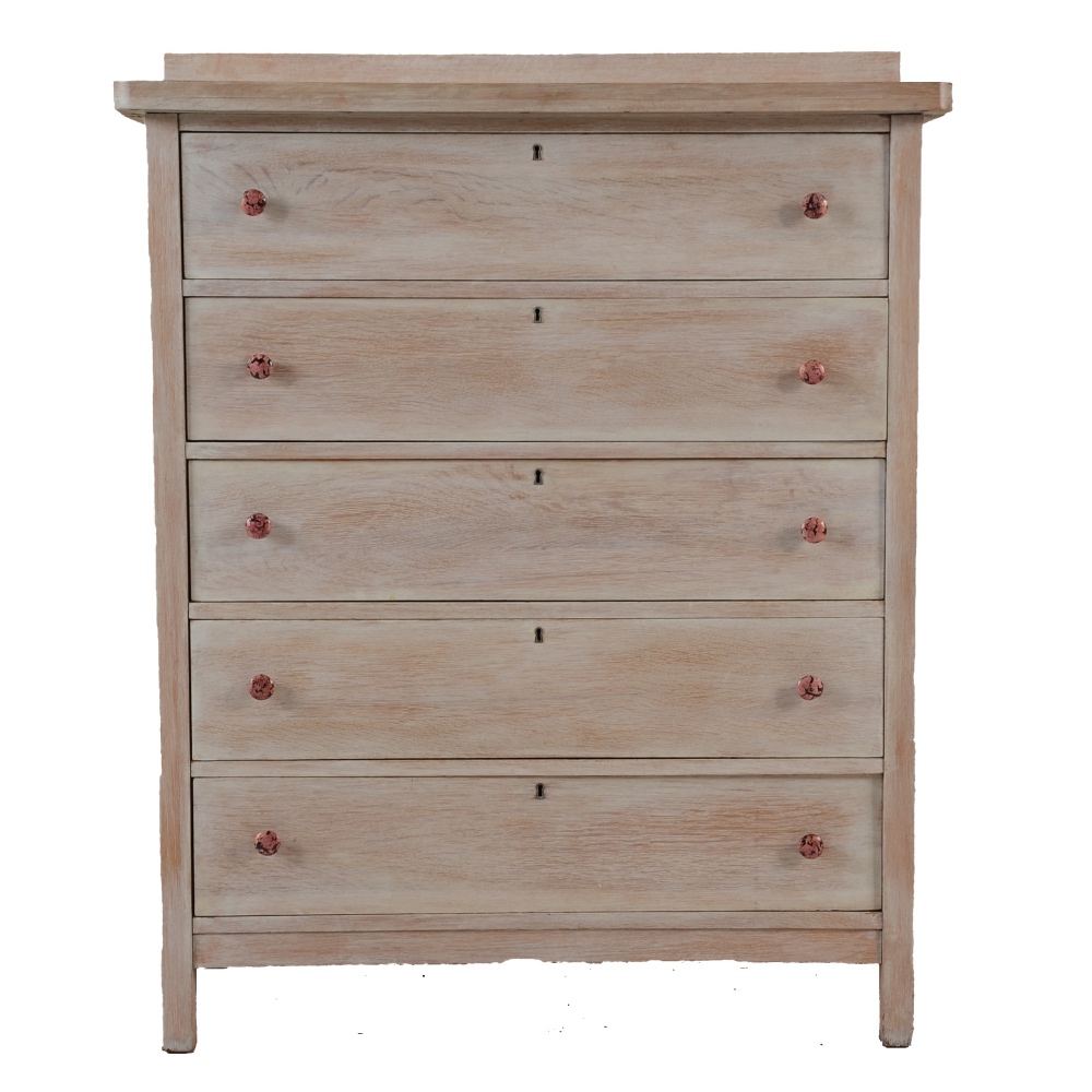 Early 20th Century Pickled Oak Chest