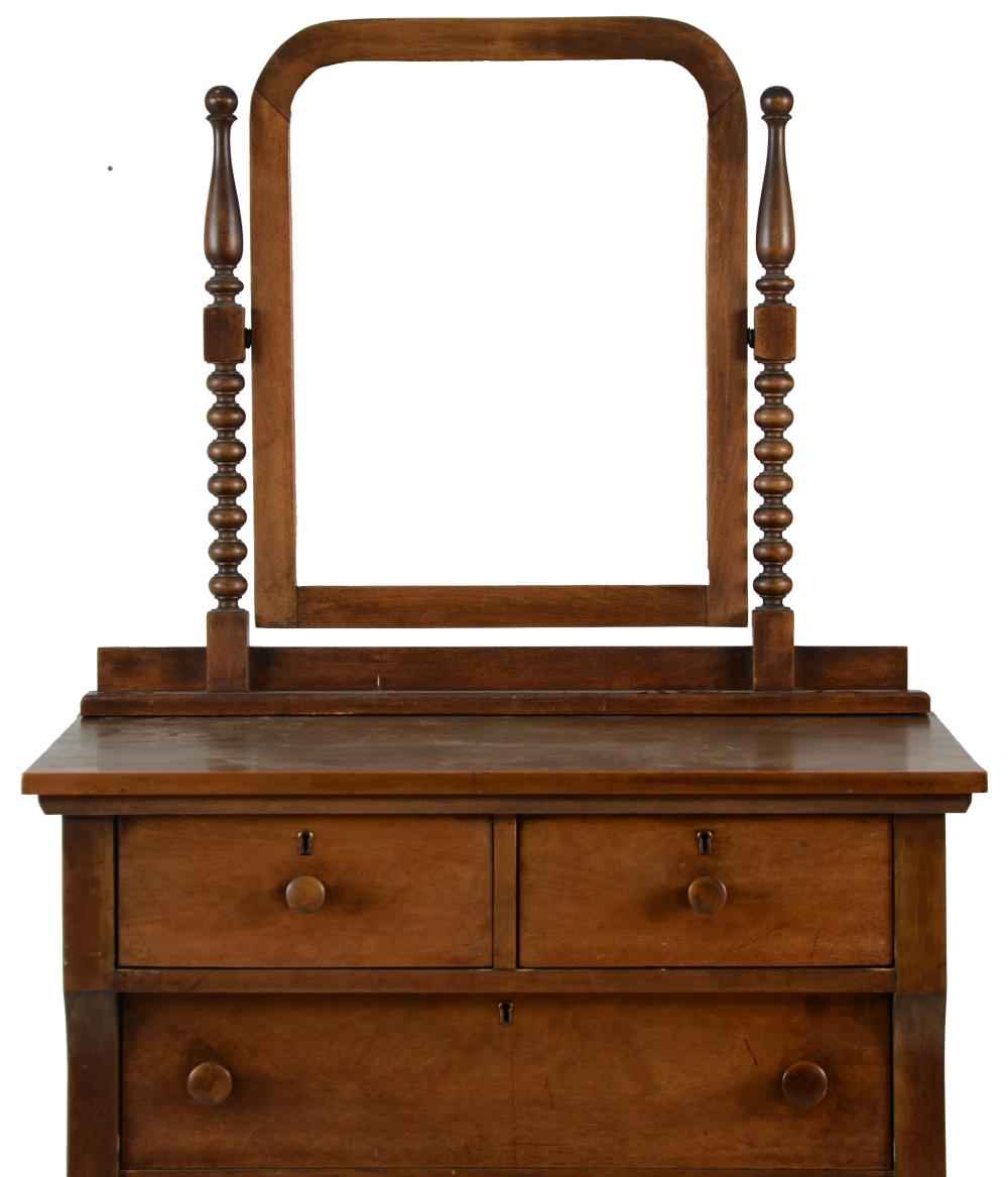 Early 20th Century Birch Tall Chest with Mirror