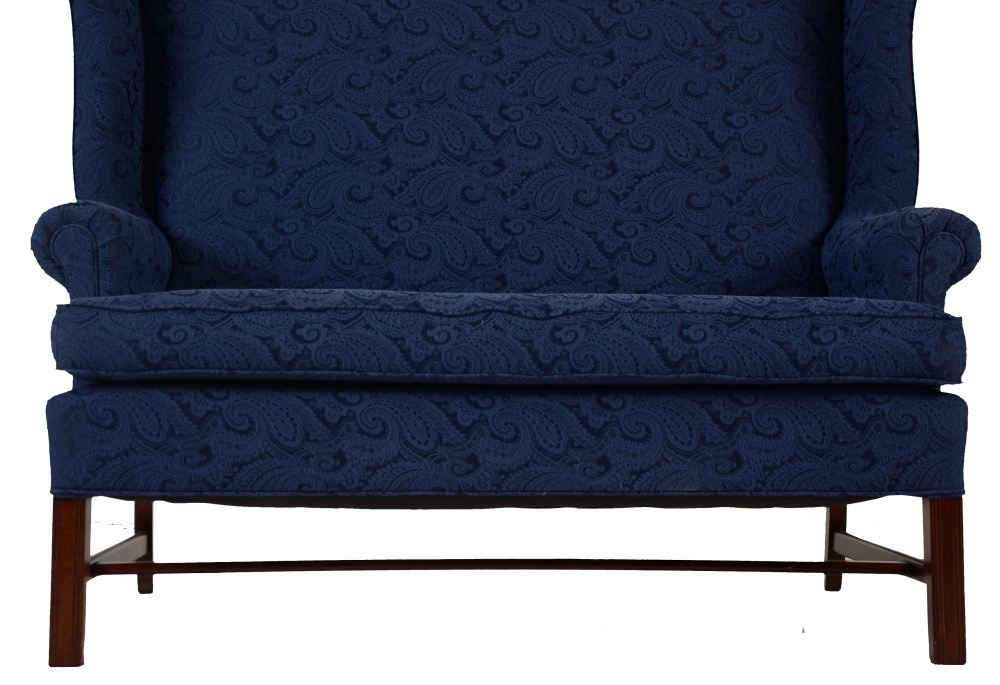 Traditional Settee in Blue Damask