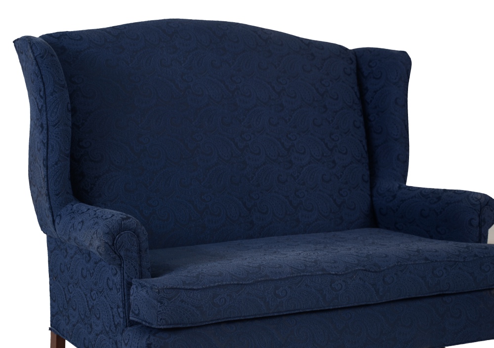 Traditional Settee in Blue Damask