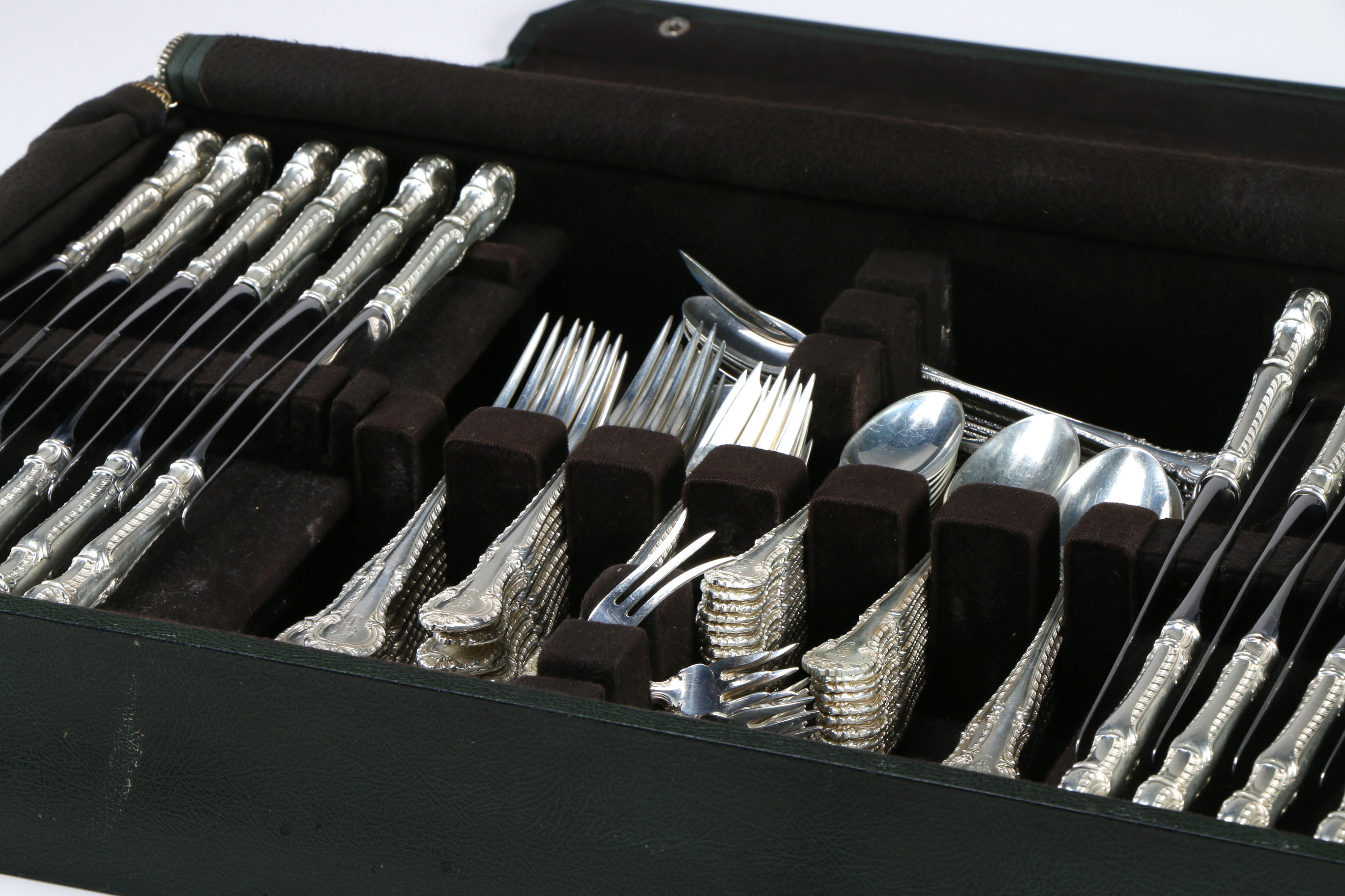 Gorham "English Gadroon" Sterling Flatware Set with "Pamilla" Display Case