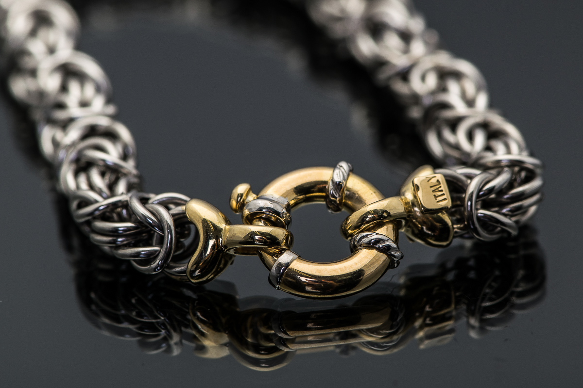 Platinum and 18K Yellow Gold Rope Chain Bracelet
