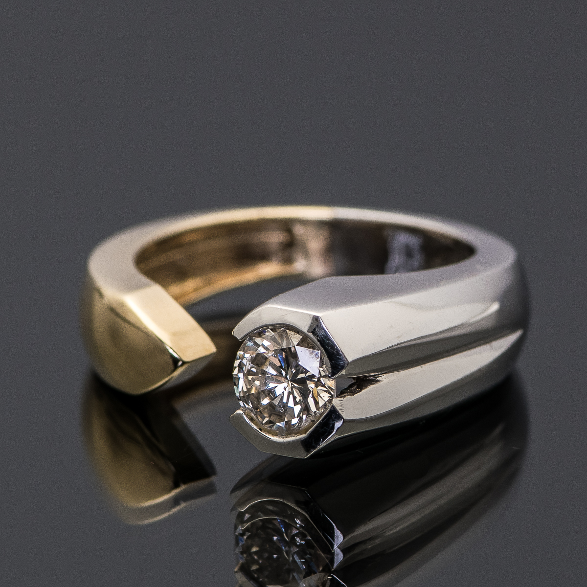 14K Yellow and White Gold Diamond Open Band Ring