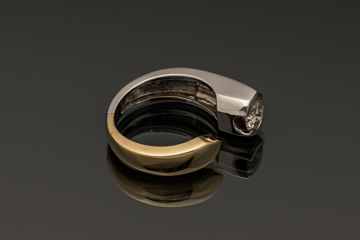 14K Yellow and White Gold Diamond Open Band Ring