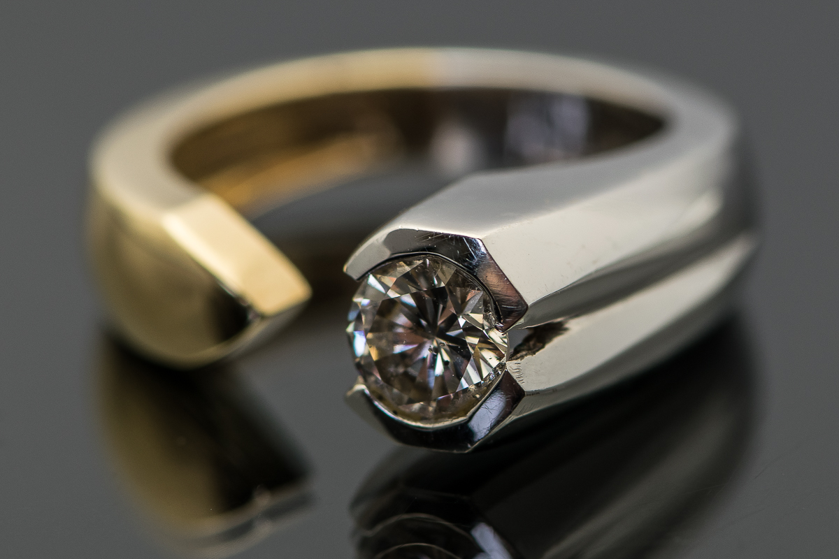 14K Yellow and White Gold Diamond Open Band Ring