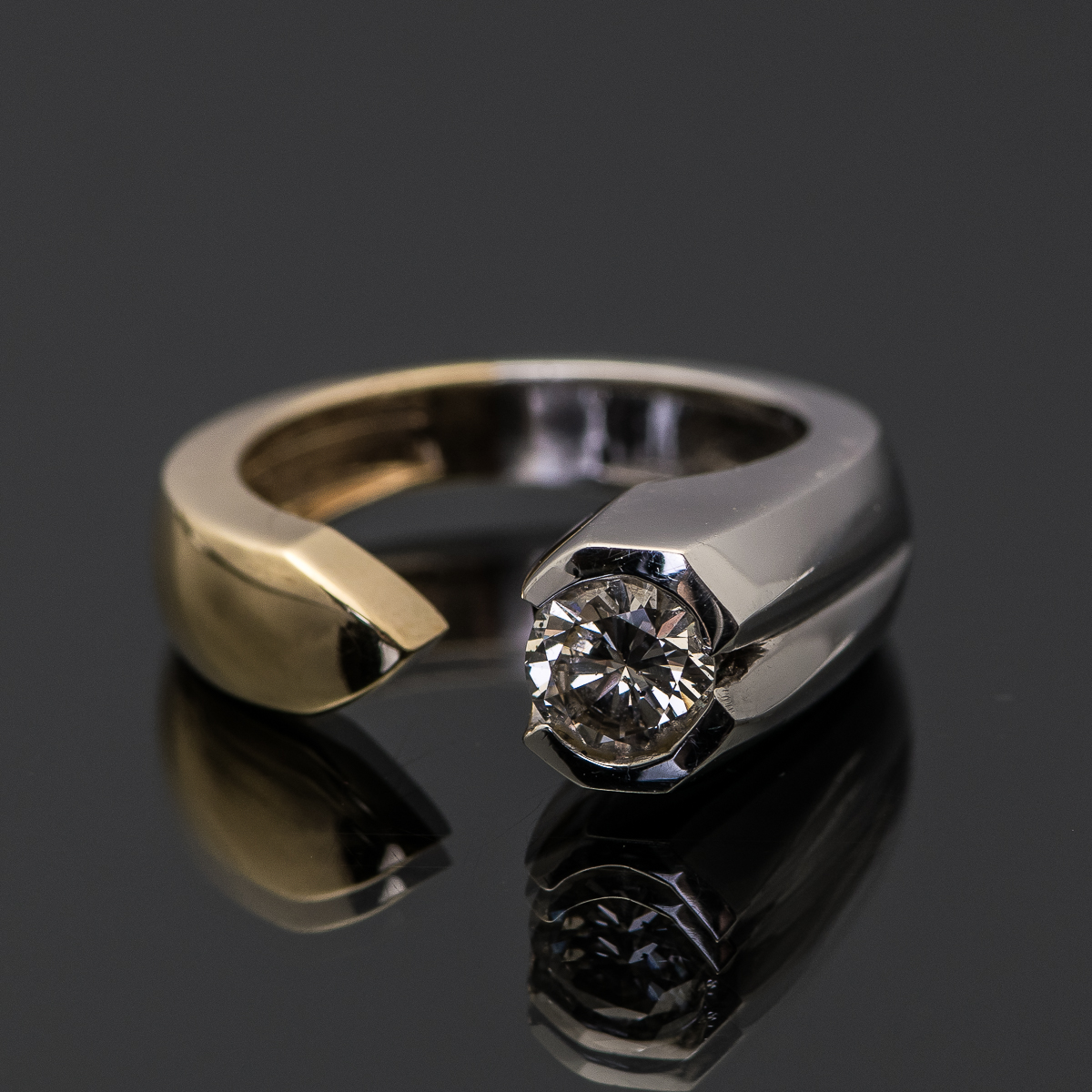 14K Yellow and White Gold Diamond Open Band Ring