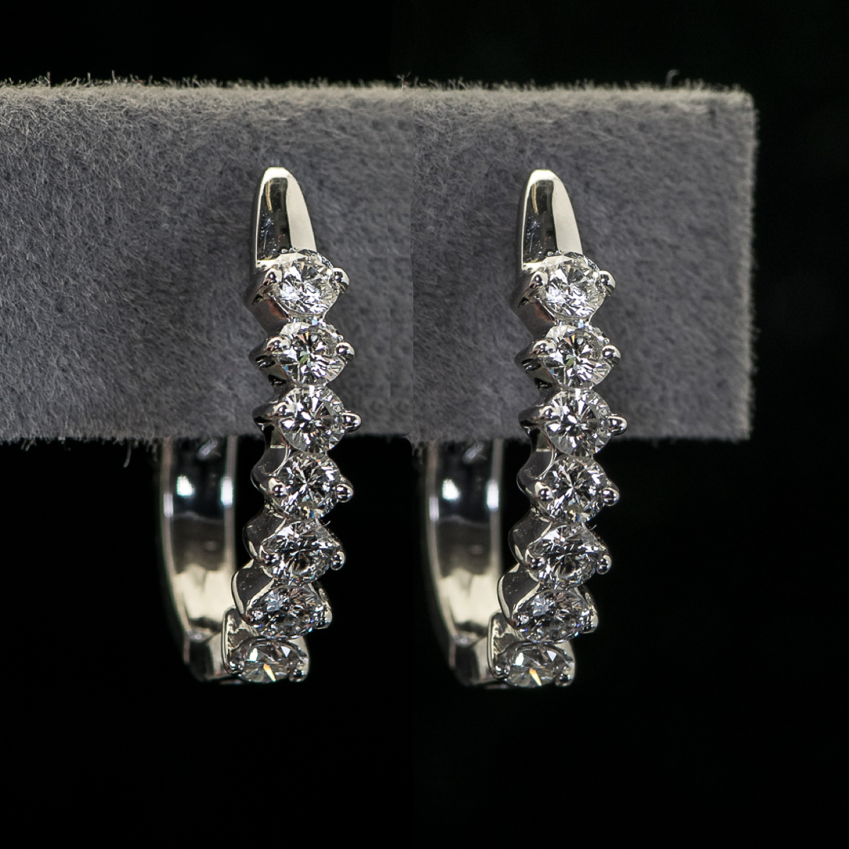 Pair of 14K White Gold and Diamond Earrings