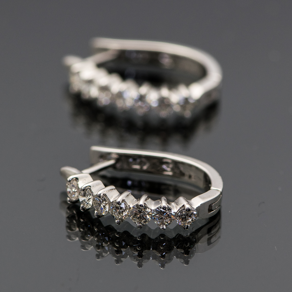 Pair of 14K White Gold and Diamond Earrings
