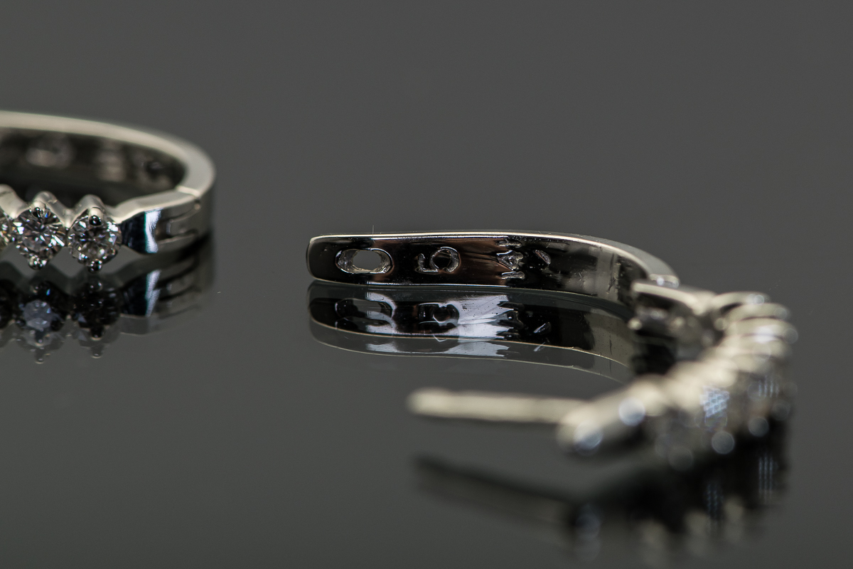 Pair of 14K White Gold and Diamond Earrings