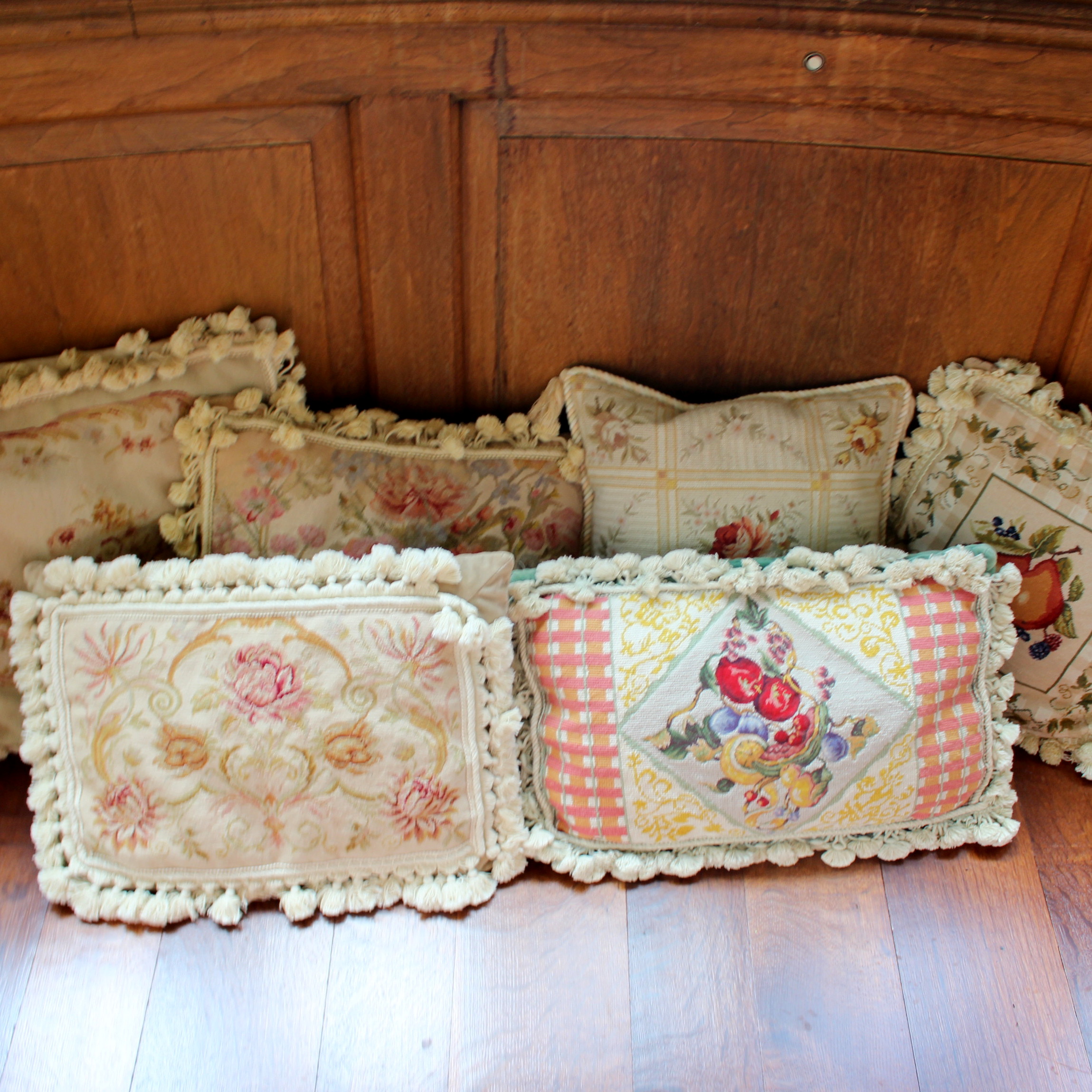 Grouping of Needlepoint Throw Cushions