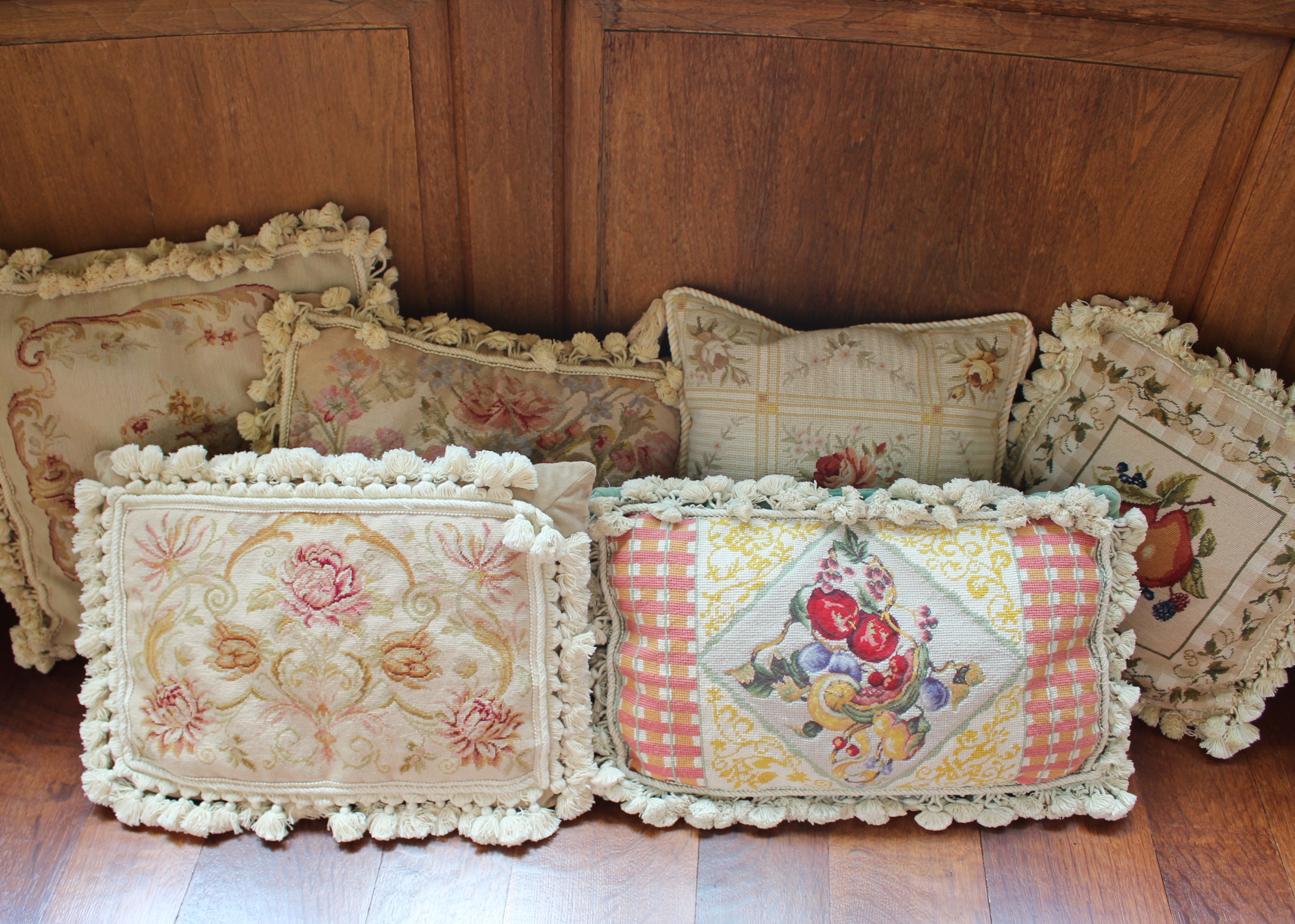 Grouping of Needlepoint Throw Cushions