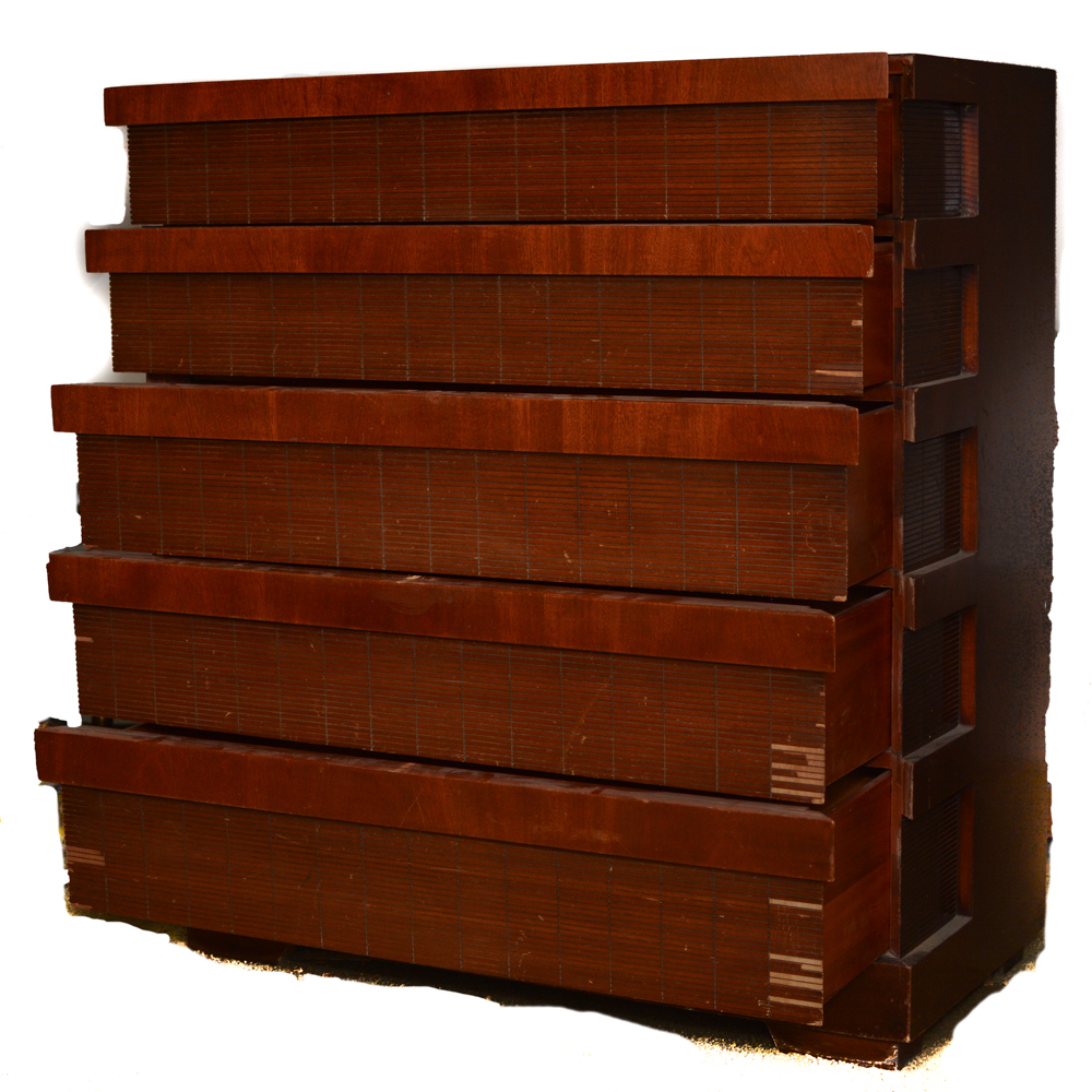 Vintage Five-Drawer Chest and Night Stand in the Modern Style