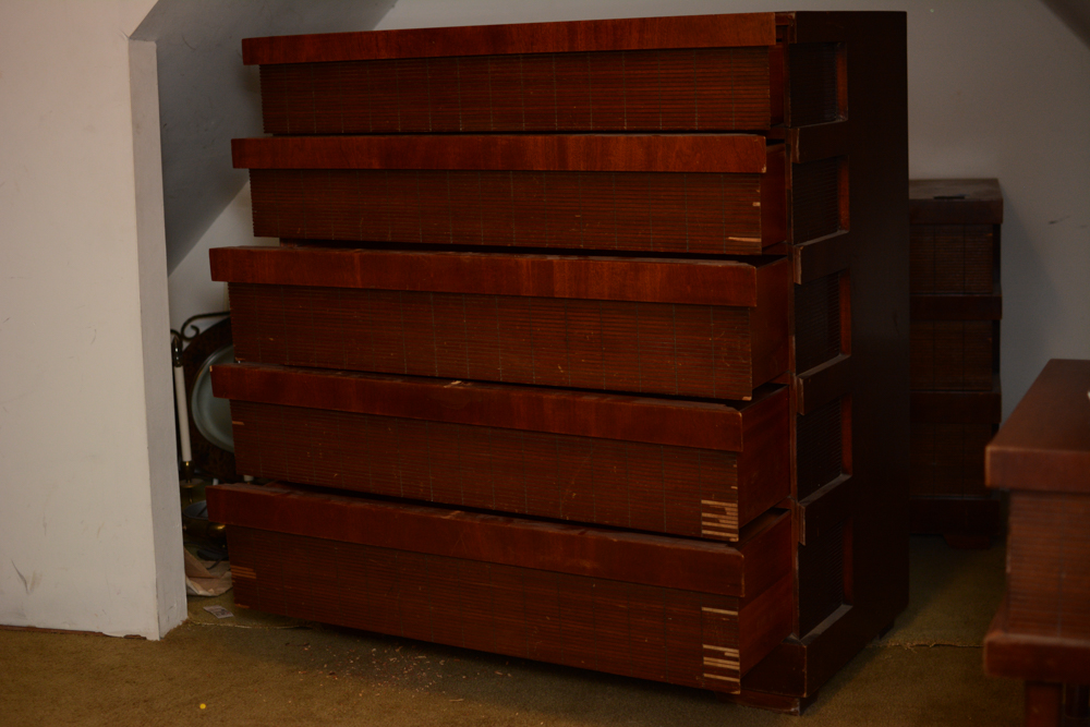 Vintage Five-Drawer Chest and Night Stand in the Modern Style