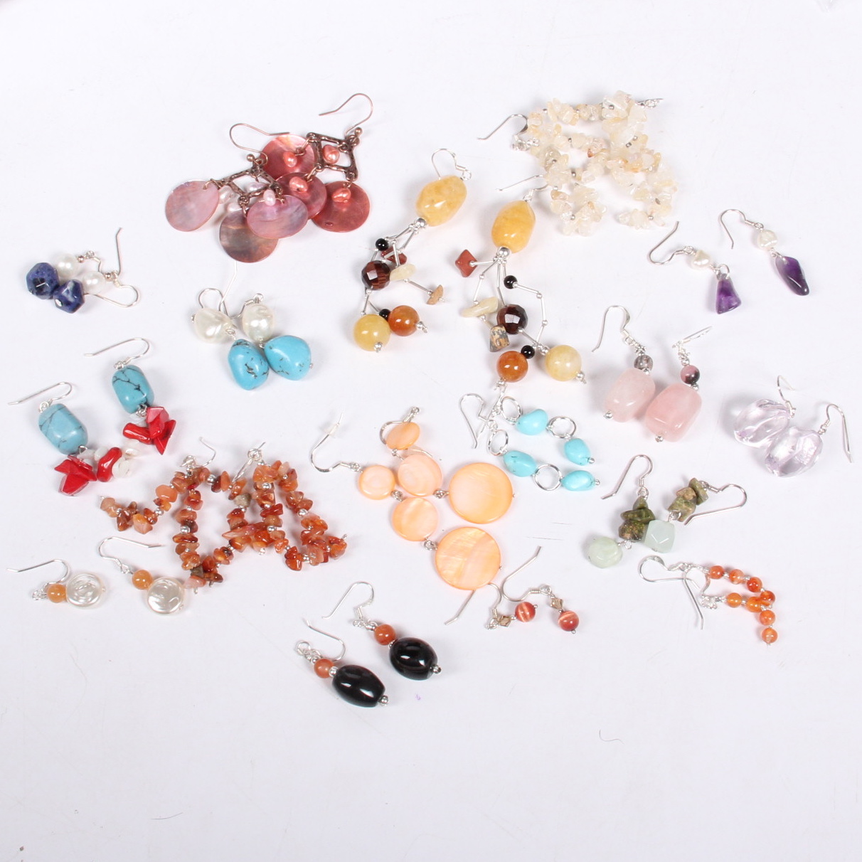 Assortment of Sterling Beaded Dangle Earrings