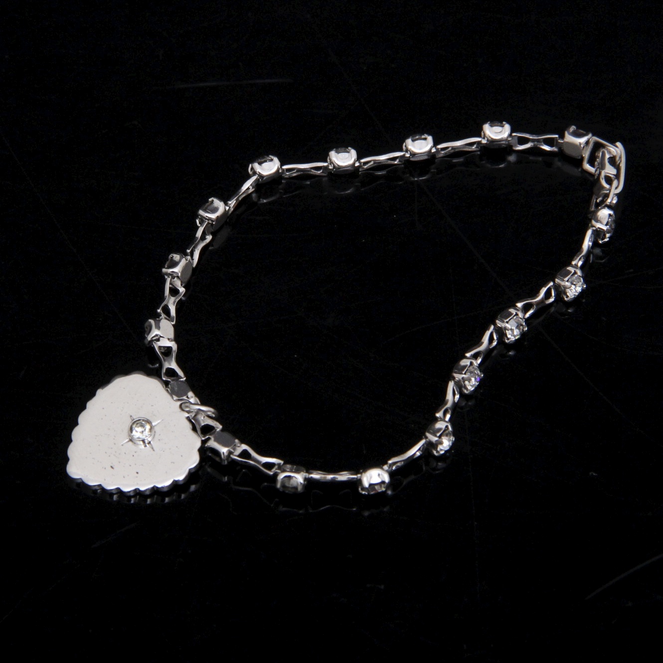 Sterling Silver Heart Charm and Silver Plated Bracelet