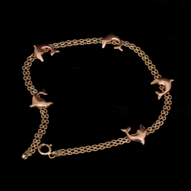 10K Yellow Gold Dolphin Bracelet