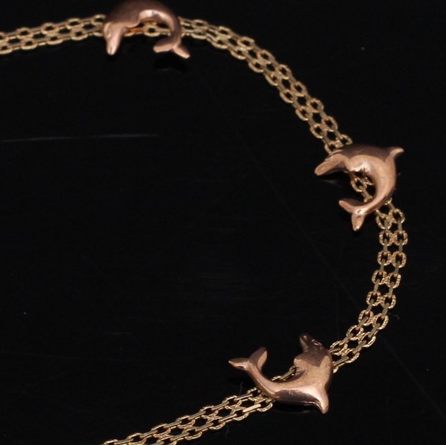 10K Yellow Gold Dolphin Bracelet