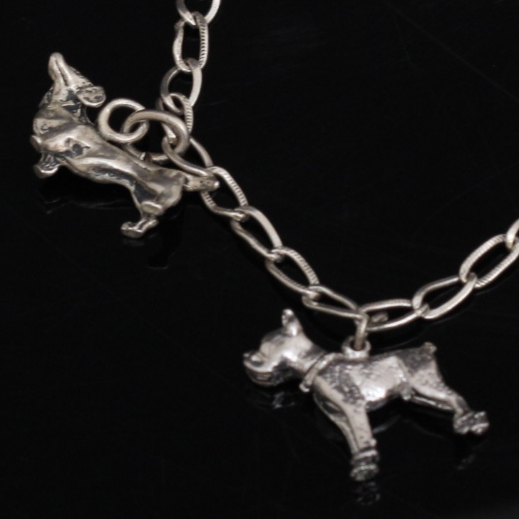 Sterling Silver Dog Charm Bracelet