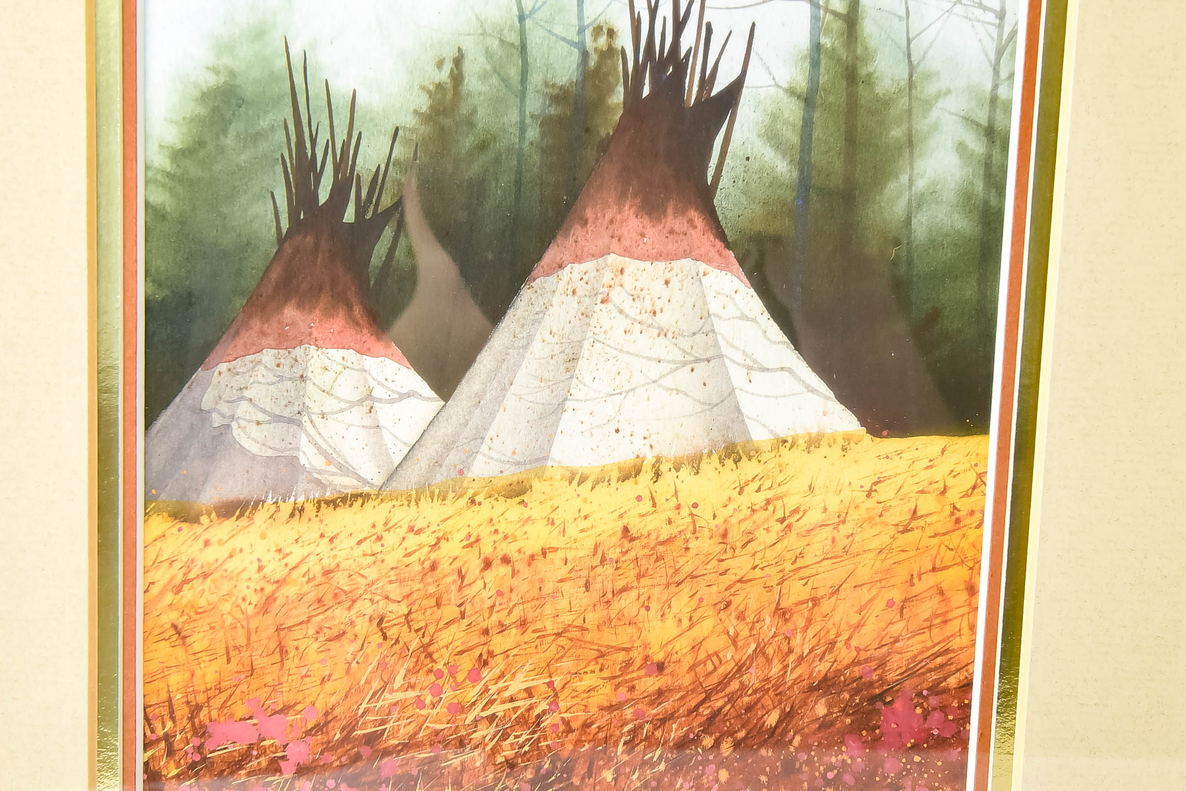 Michael C. McCullough Watercolor with Tipis