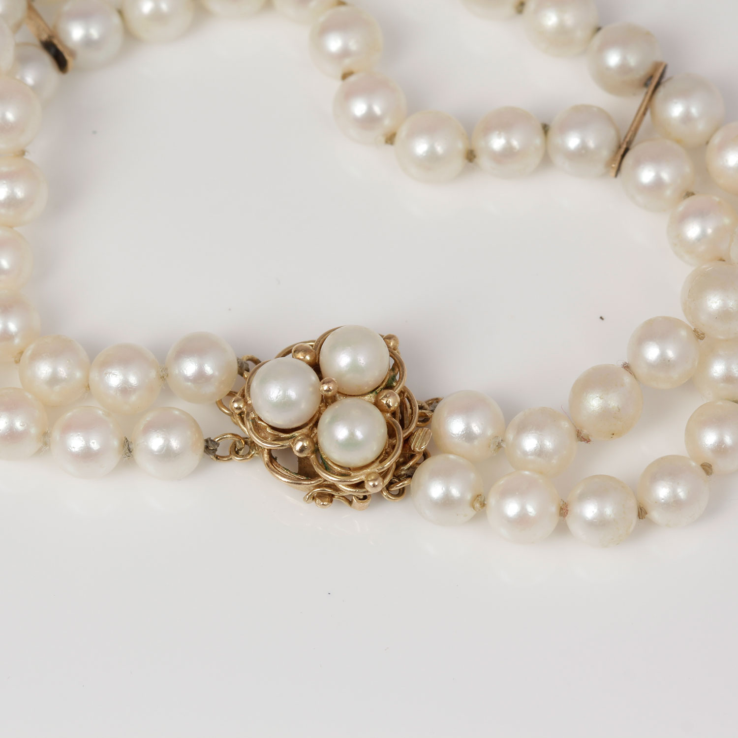 Pearl Necklace and Bracelet with 14K Gold Clasps