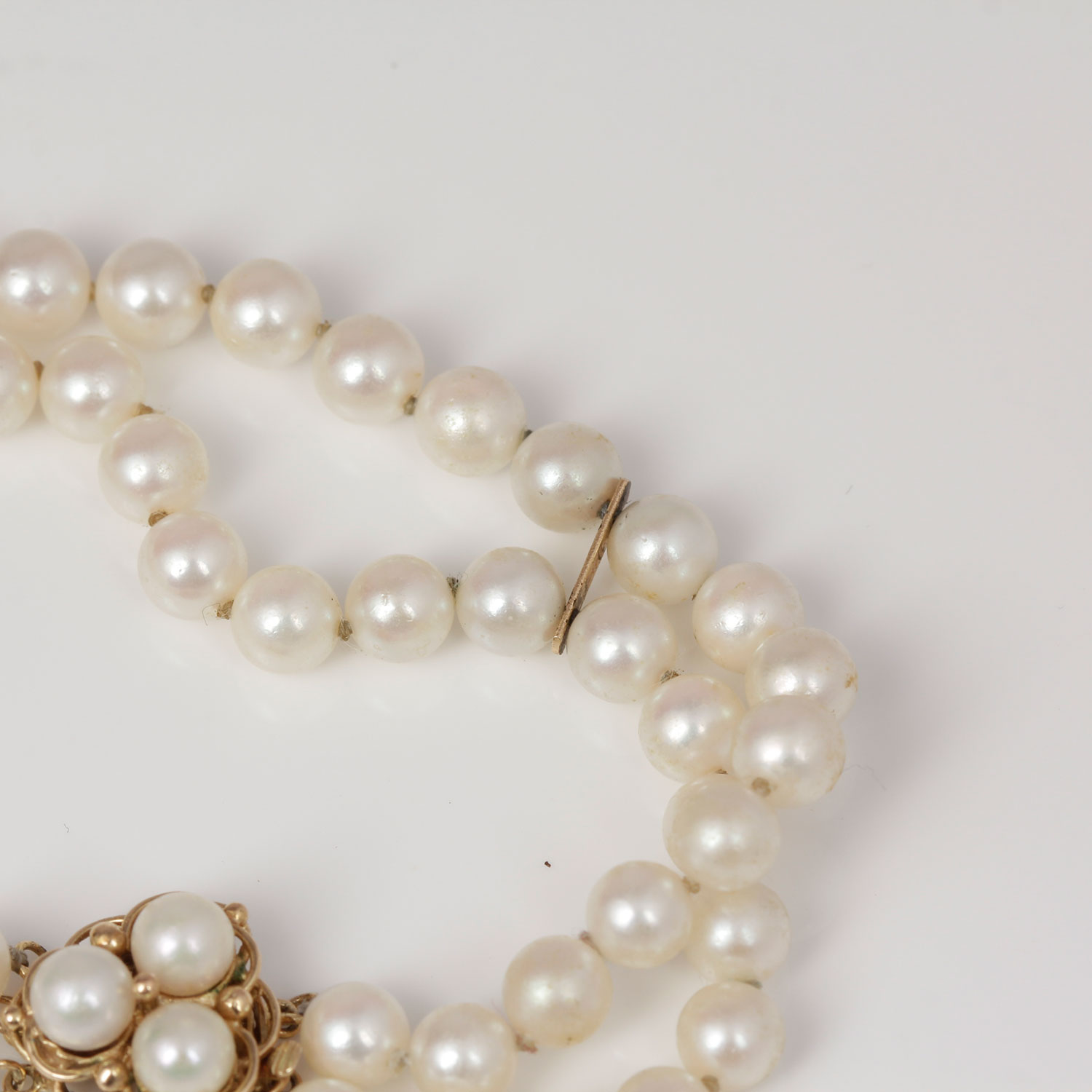 Pearl Necklace and Bracelet with 14K Gold Clasps