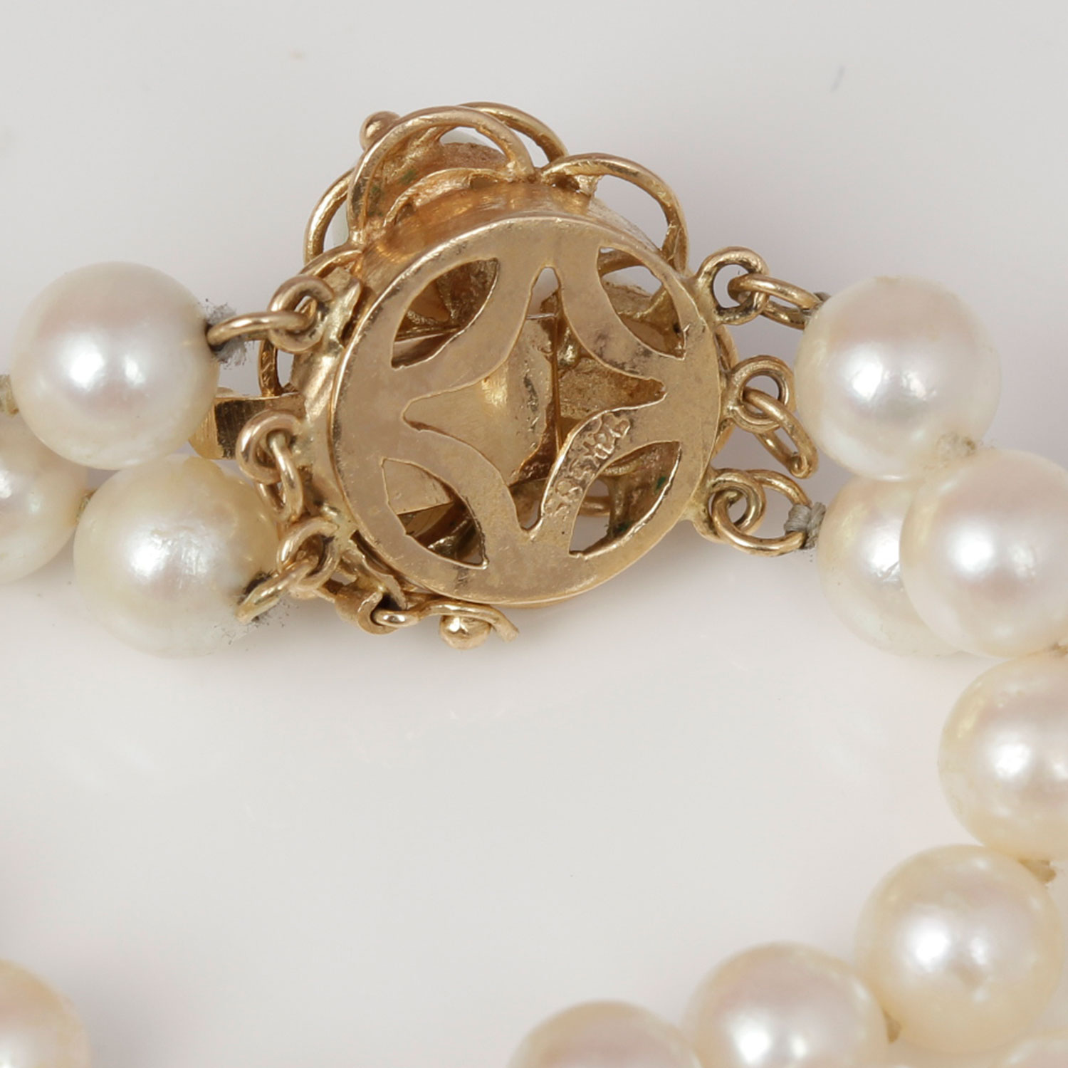 Pearl Necklace and Bracelet with 14K Gold Clasps