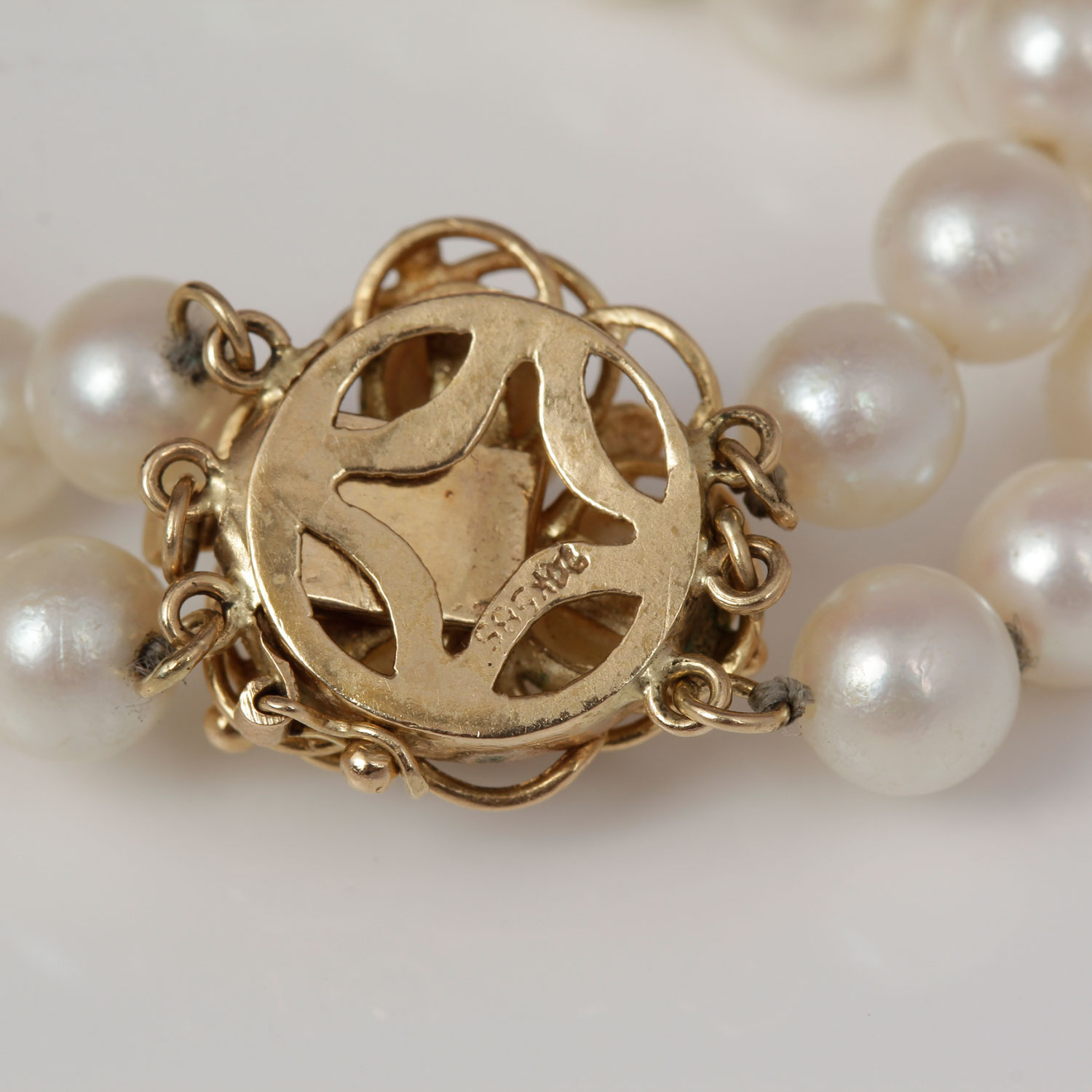 Pearl Necklace and Bracelet with 14K Gold Clasps