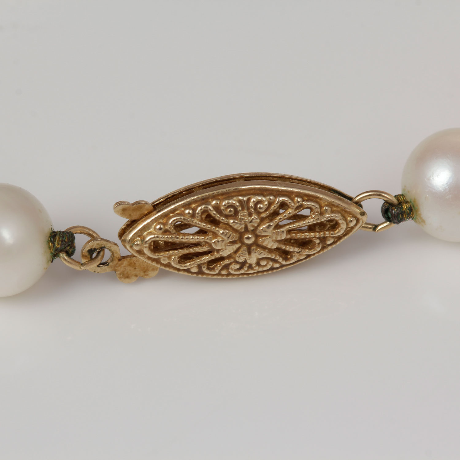 Pearl Necklace and Bracelet with 14K Gold Clasps