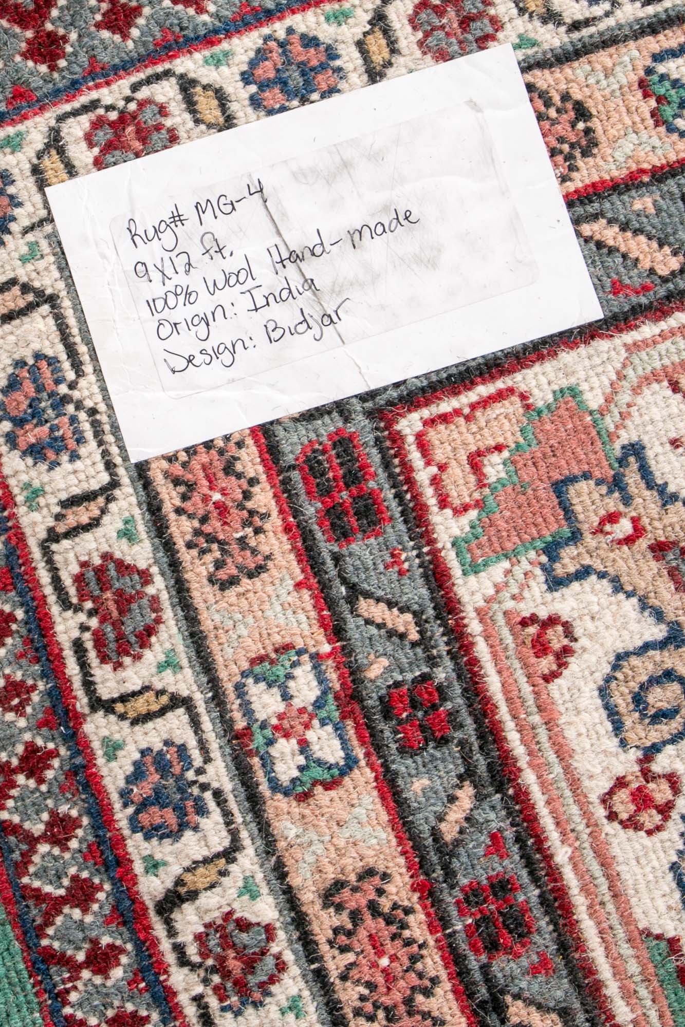 Large Handmade Indo-Bidjar Wool Area Rug