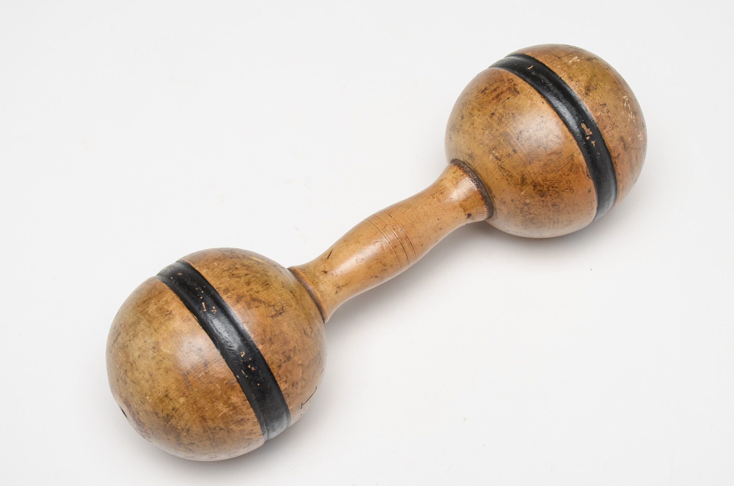 Two Vintage Wooden Juggling Pins and Wooden One Pound Weight