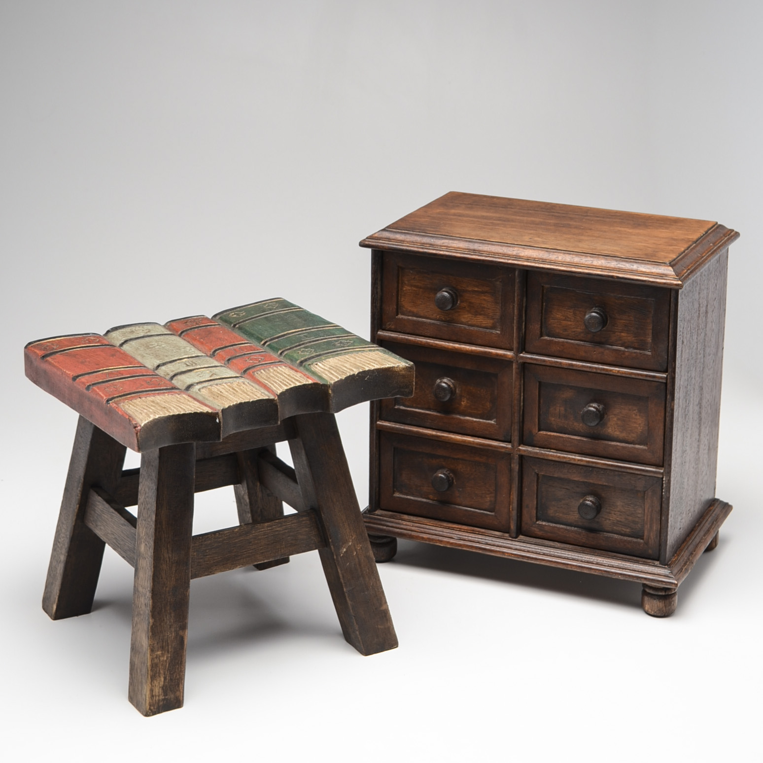 Oak Table Top Case and Small Bench