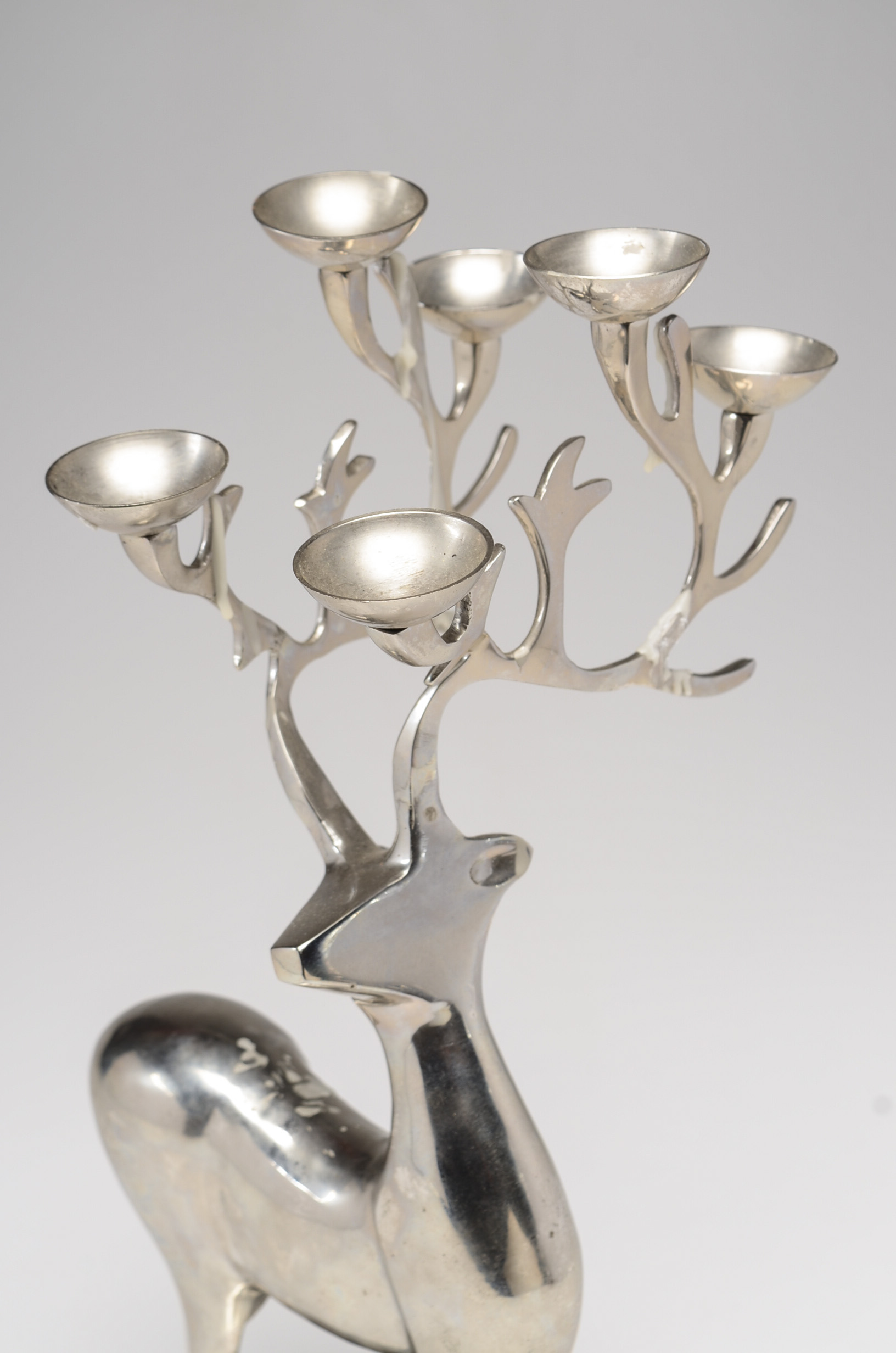 Two Silver Tone Deer Candle Holders