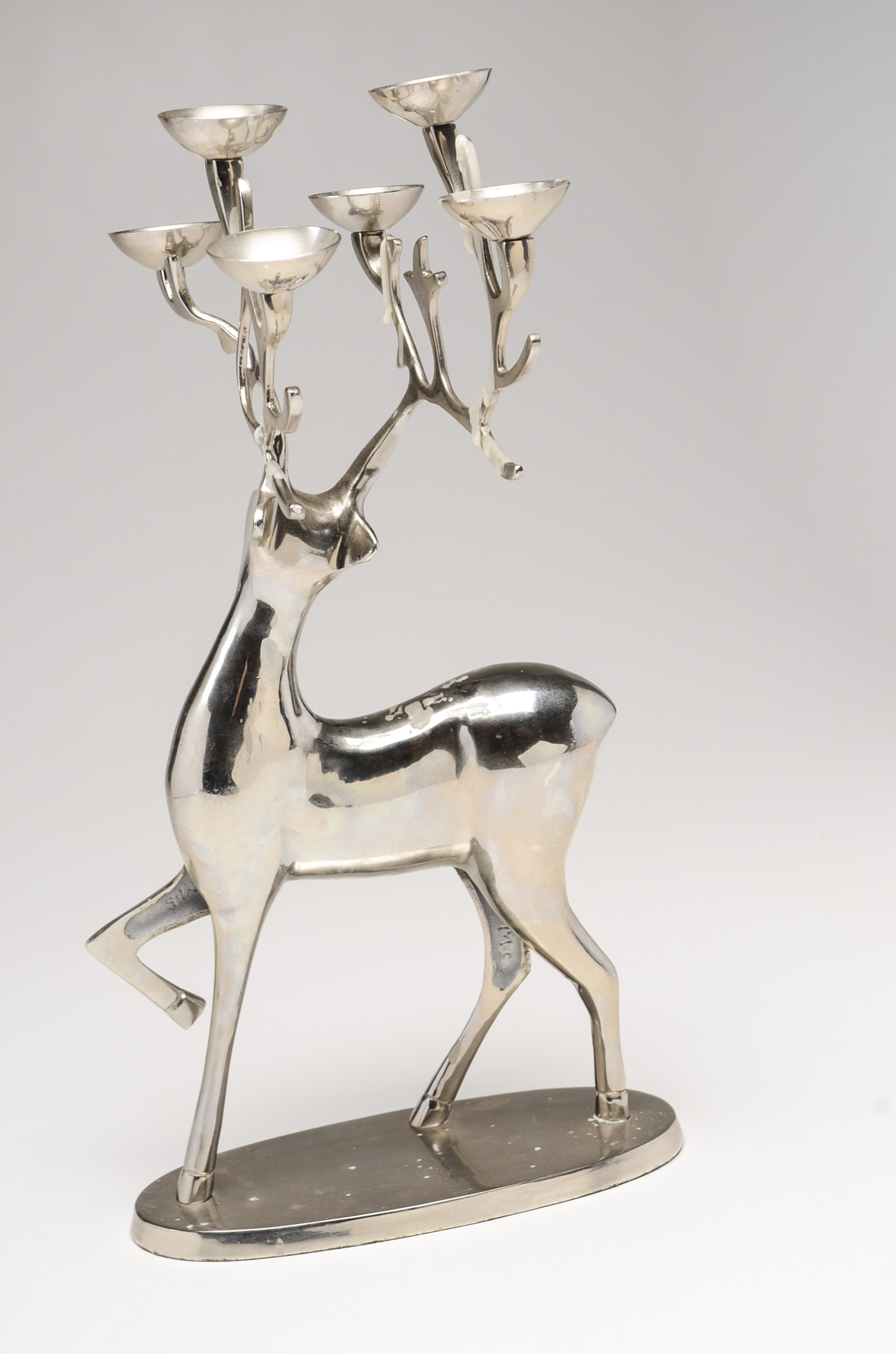 Two Silver Tone Deer Candle Holders
