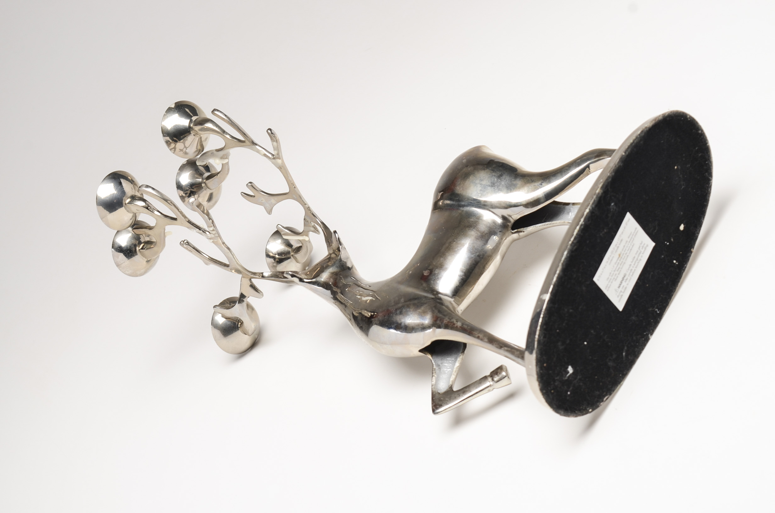 Two Silver Tone Deer Candle Holders