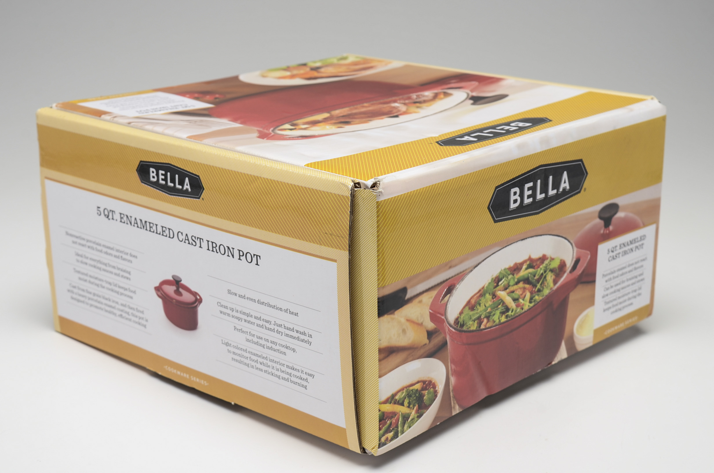 Bella Five Quart Enameled Cast Iron Pot