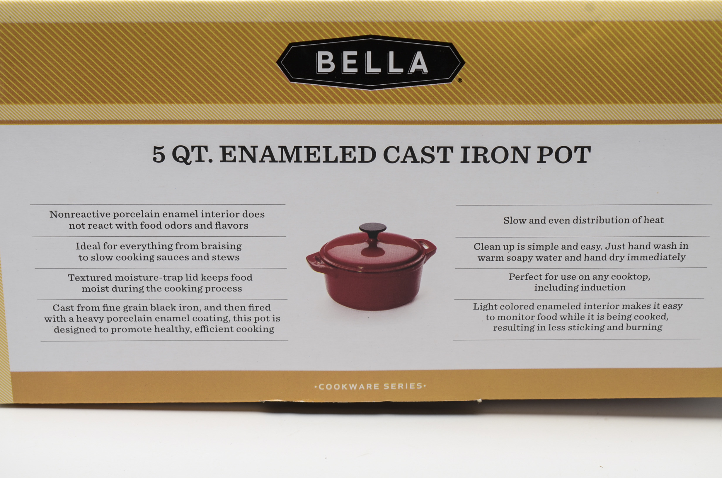 Bella Five Quart Enameled Cast Iron Pot