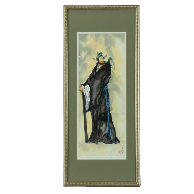 Original Chinese Gouache Painting of Guan Yu