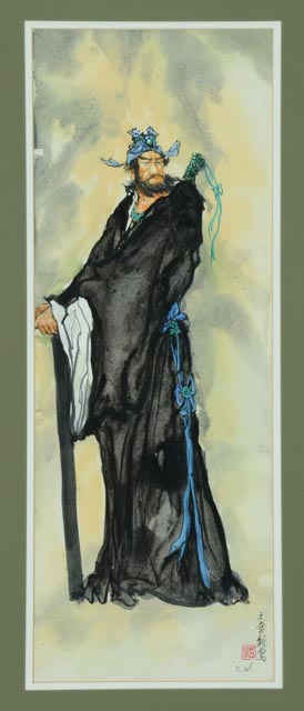 Original Chinese Gouache Painting of Guan Yu