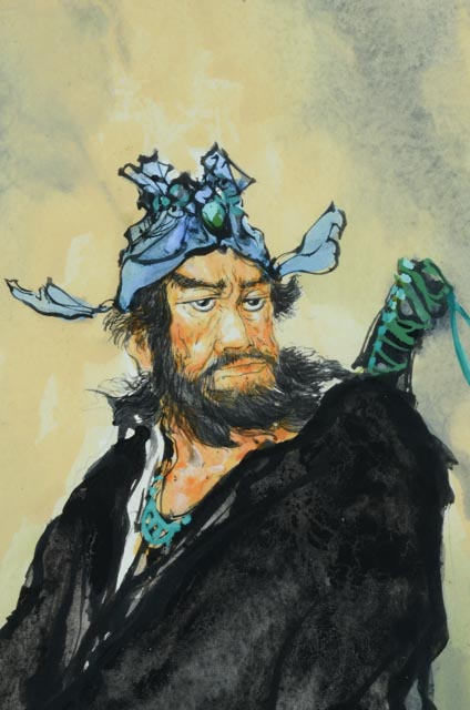 Original Chinese Gouache Painting of Guan Yu