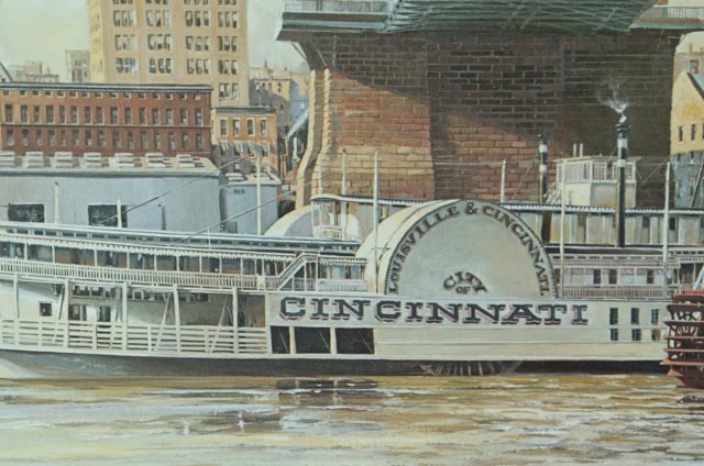 Michael Blaser Signed Limited Edition Print "The Public Landing: Cincinnati, 1900"