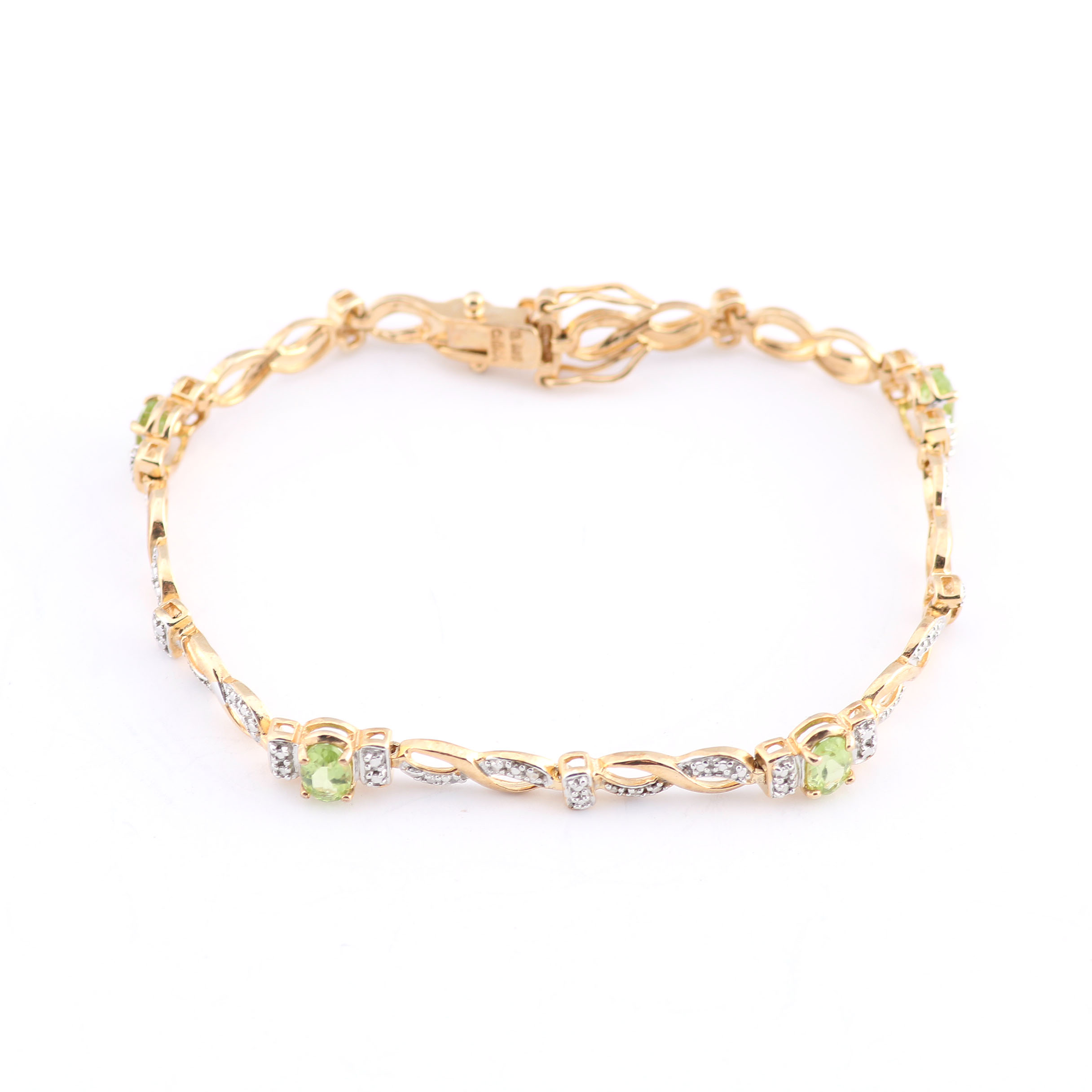 Gold Plated Sterling and Peridot Bracelet