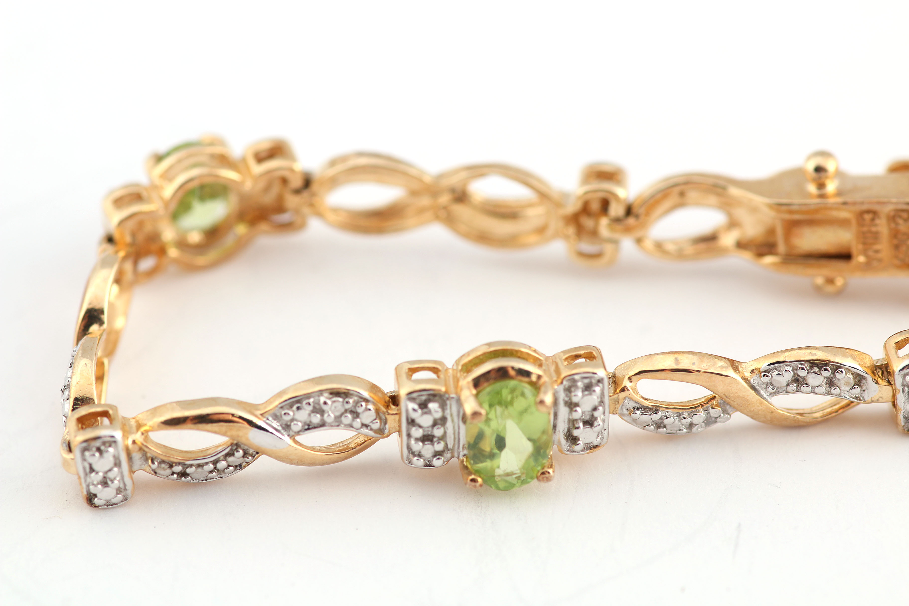 Gold Plated Sterling and Peridot Bracelet