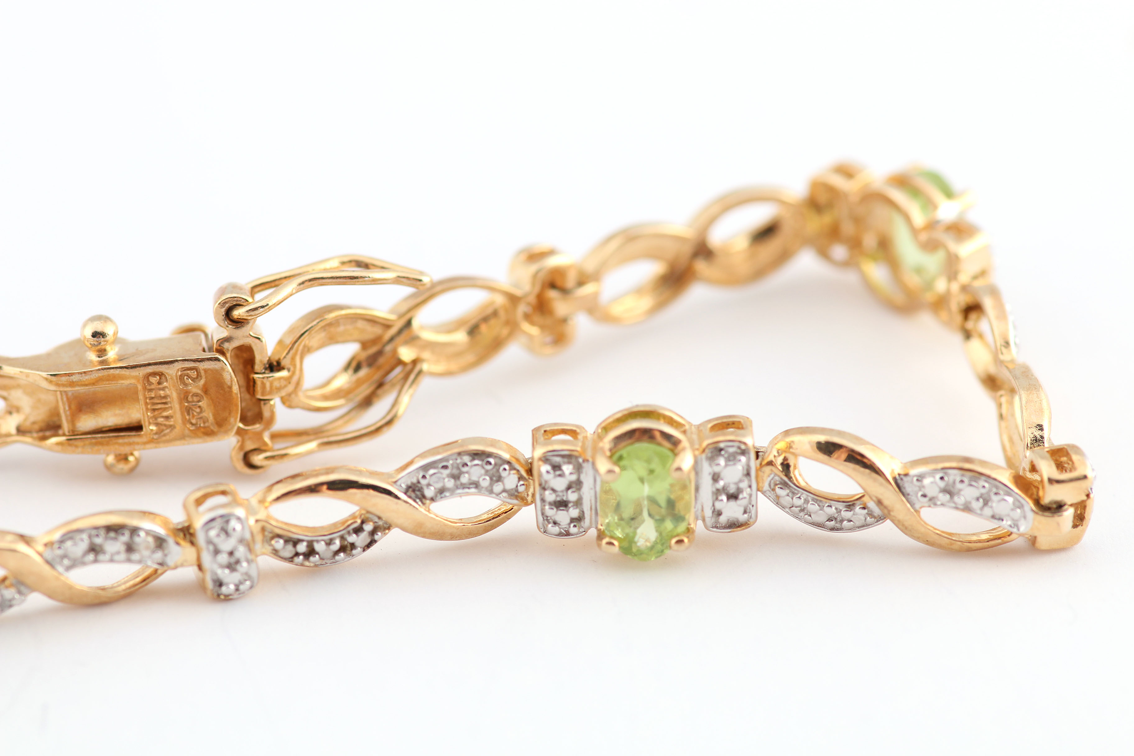 Gold Plated Sterling and Peridot Bracelet