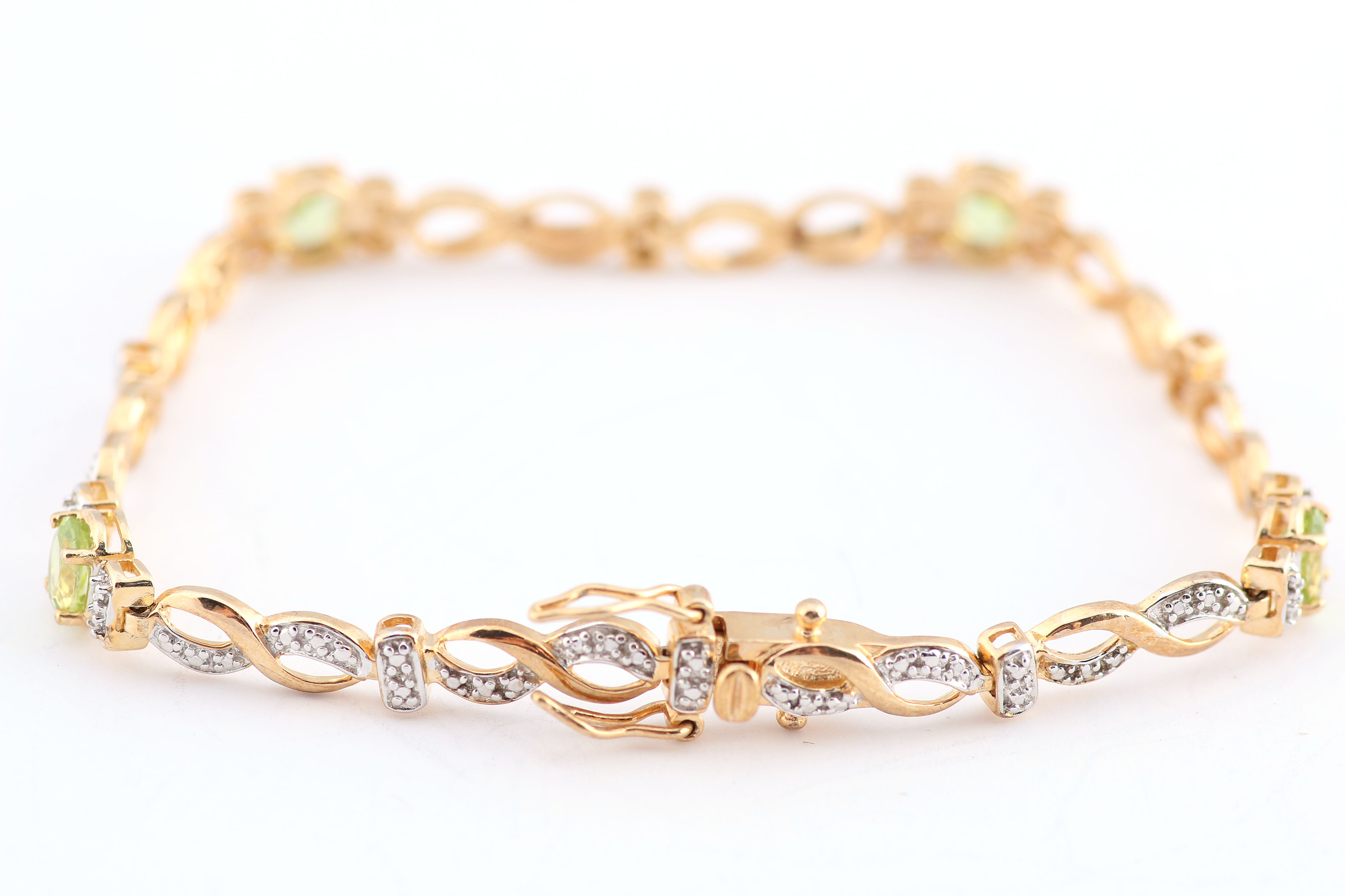 Gold Plated Sterling and Peridot Bracelet