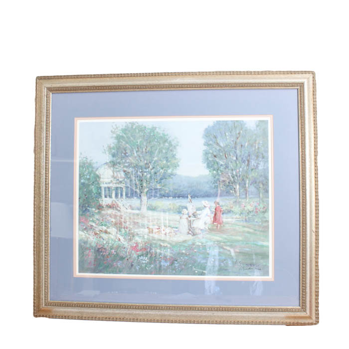 Photo Offset Lithograph after "The Picnic" by L. Gordon