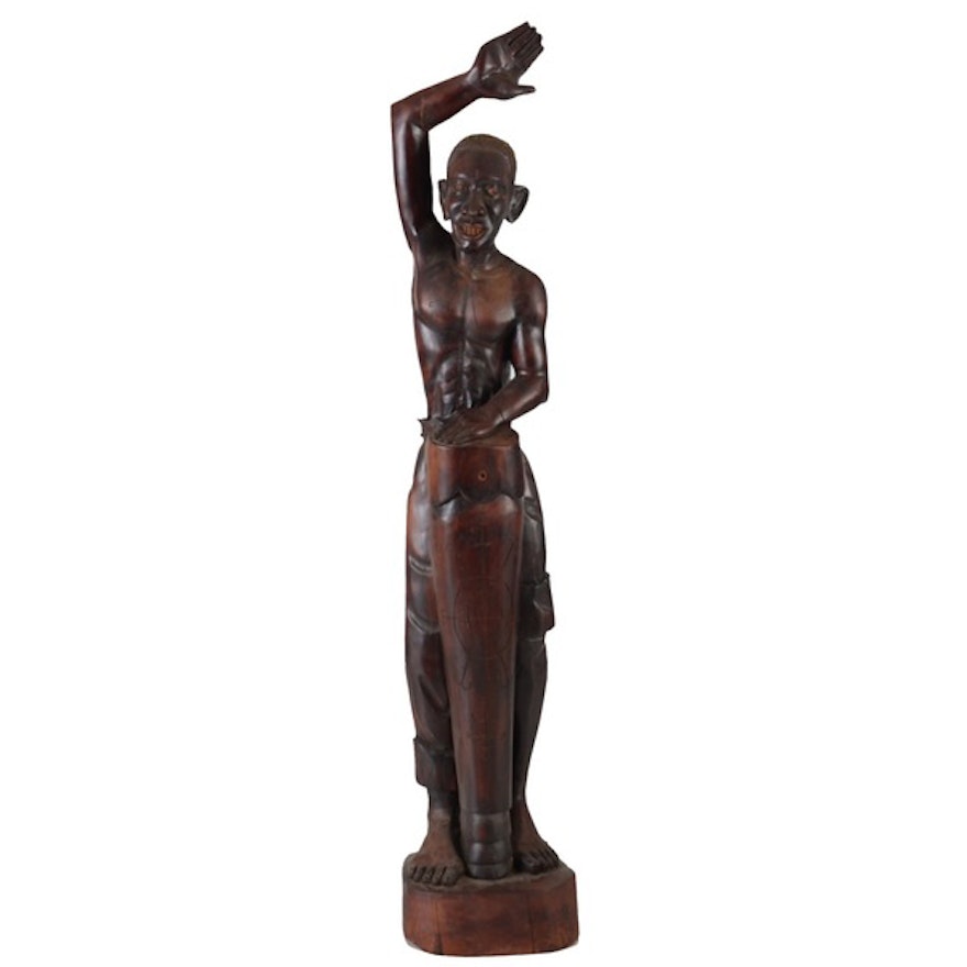 Large African Carved Wood Figural Sculpture