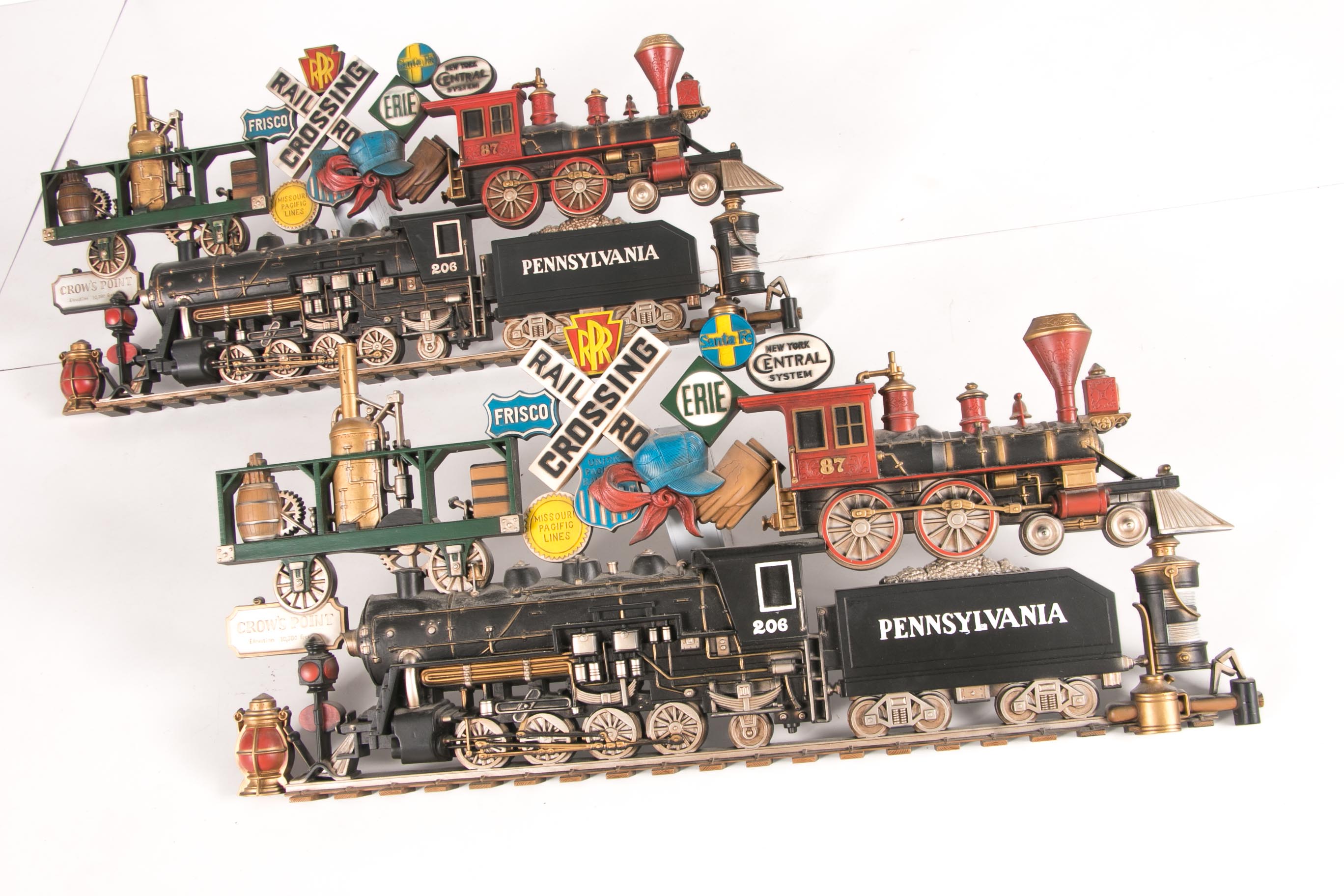 Pair of Train Themed Wall Decor