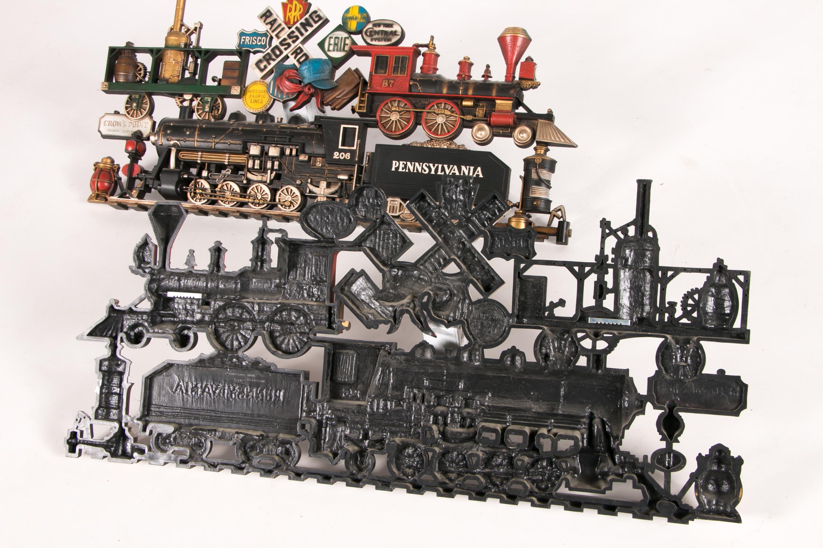 Pair of Train Themed Wall Decor