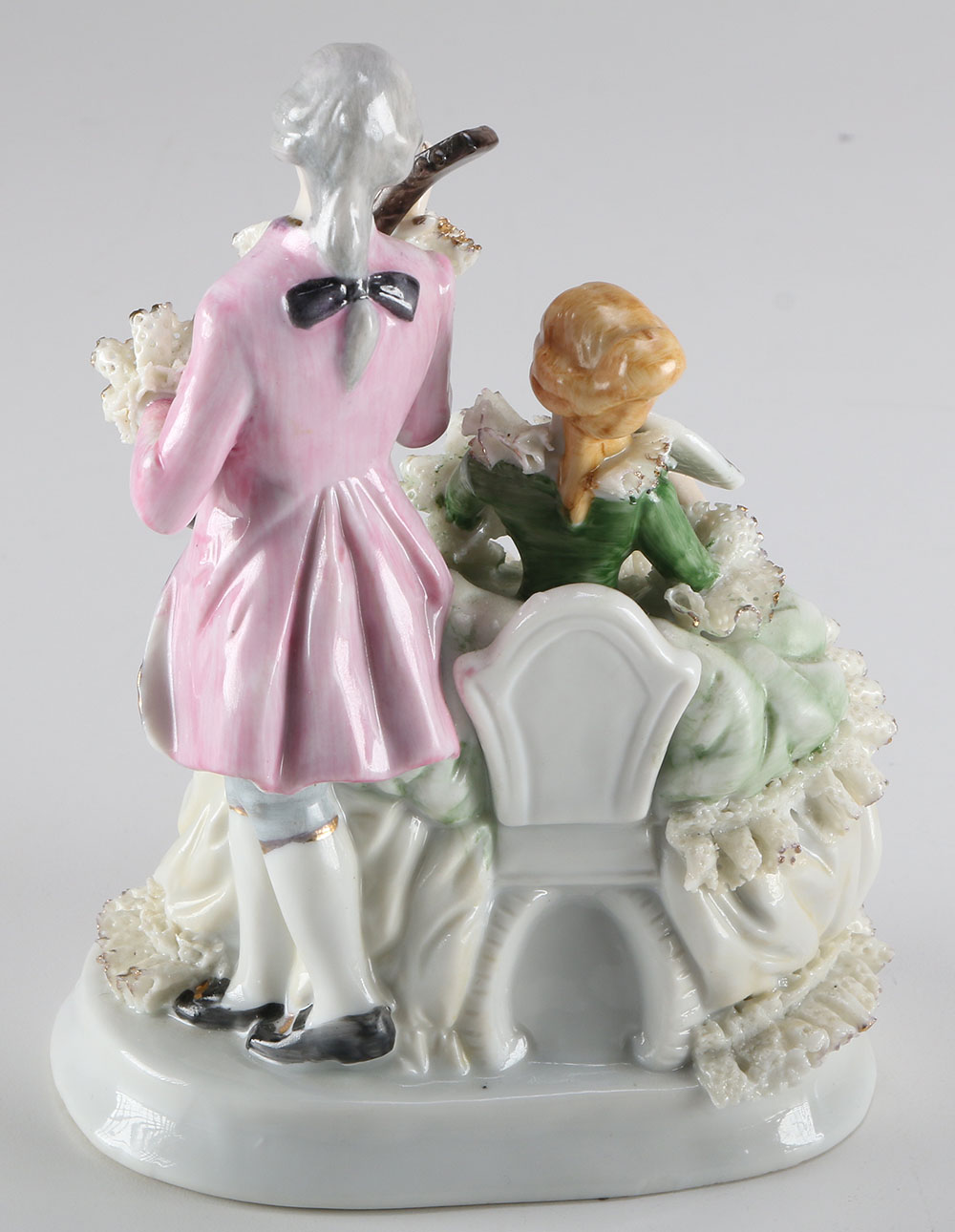 Vintage Dresden Lace Dipped Porcelain Figurines