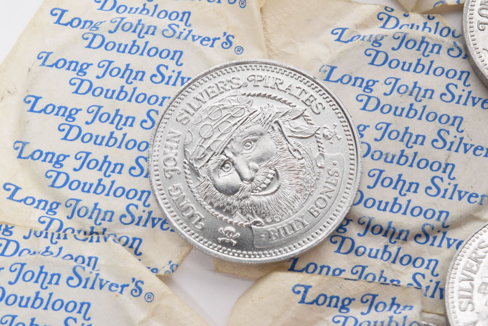 Vintage Long John Silver's Pirate Doubloon Coins